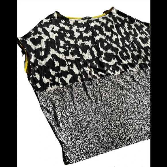Zara Animal Print Colorblock Oversized Top Sz S - Picture 2 of 6